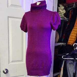 Purple Turtleneck Sweater Dress